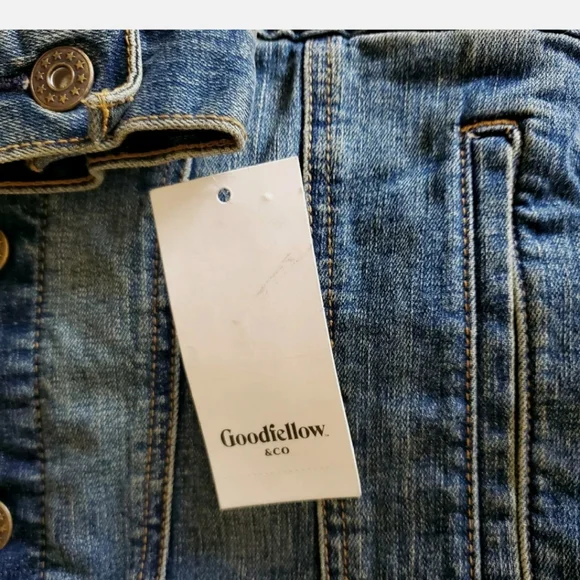 GOODFELLOW & CO Standard Fit Denim Trucker Jacket Blue Dark Wash Mens Small